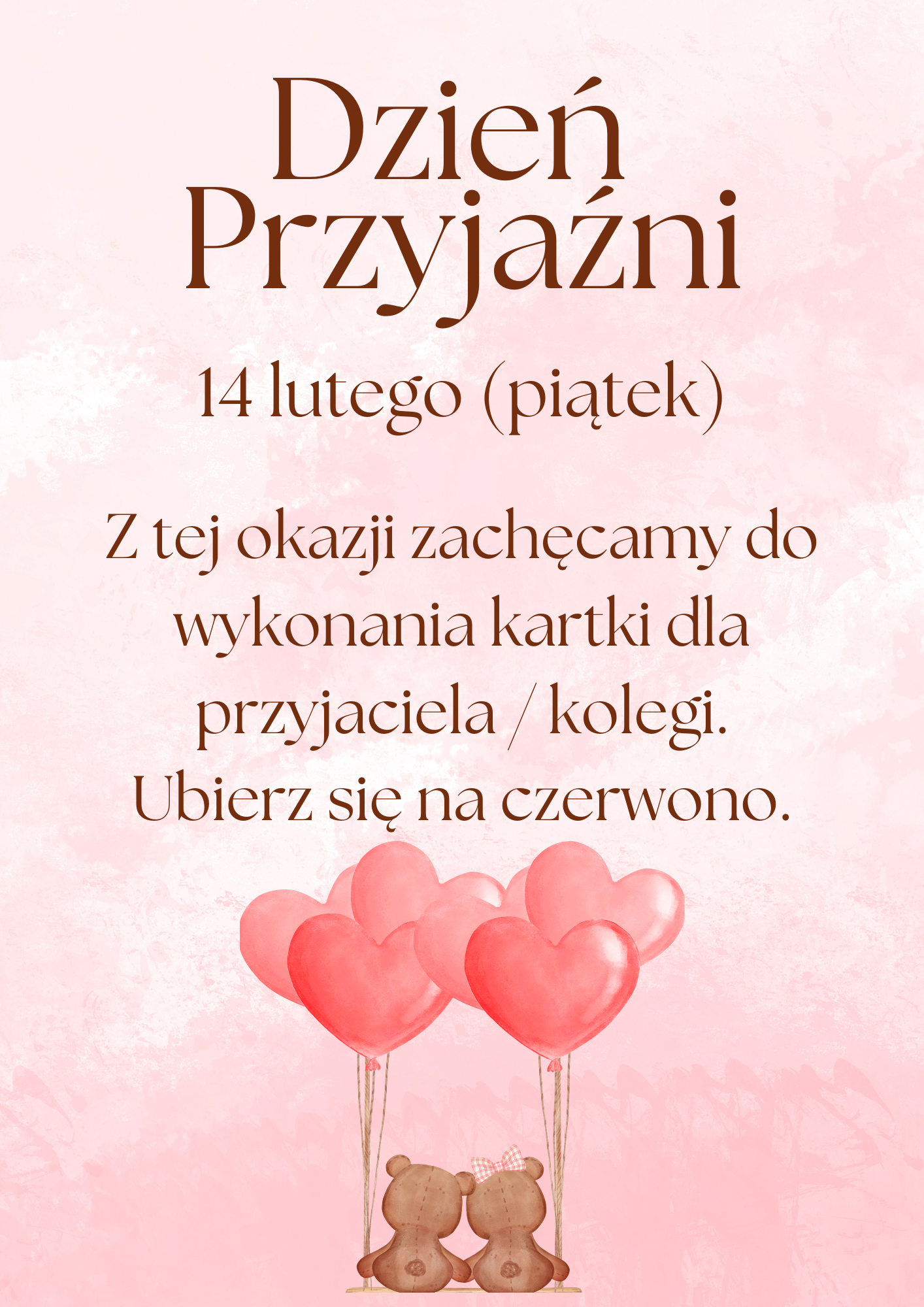 Pink Modern Watercolor Illustration Happy Valentine's Day Greeting Poster