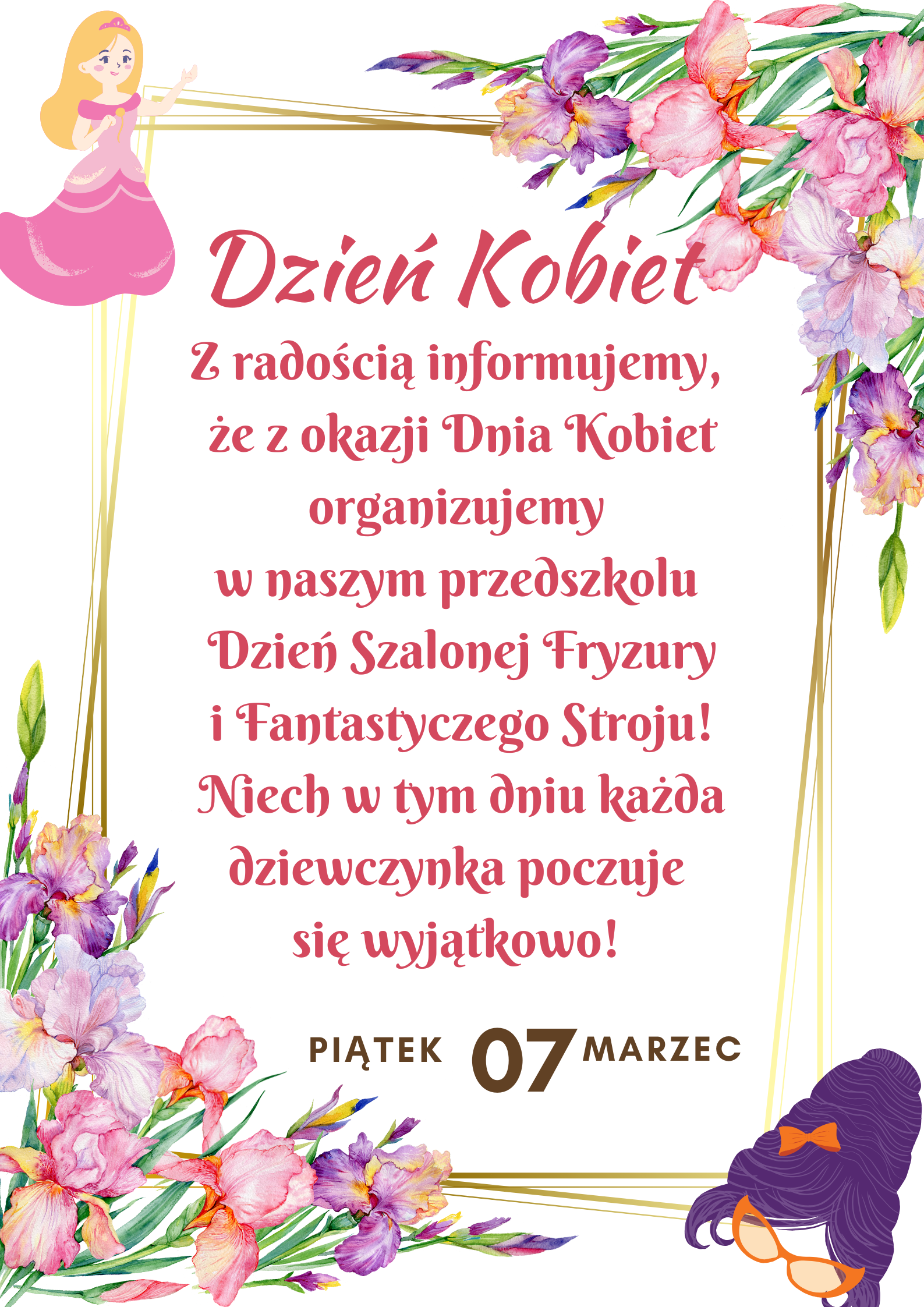 Pink Purple Floral Watercolor Iris Illustrations Wedding Poster (2)